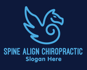 Blue Pegasus Horse logo design