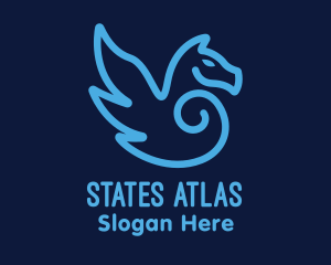 Blue Pegasus Horse logo design