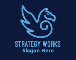 Blue Pegasus Horse logo design