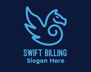 Blue Pegasus Horse logo design