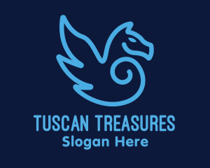 Blue Pegasus Horse logo design