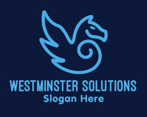 Blue Pegasus Horse logo design