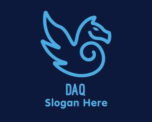 Fly - Blue Pegasus Horse logo design