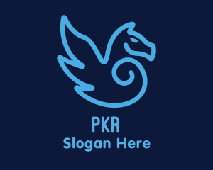 Blue Pegasus Horse logo design