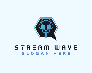 Streaming - Microphone Streaming Headphones logo design