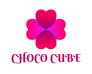 Romantic - Pink Love Clover logo design