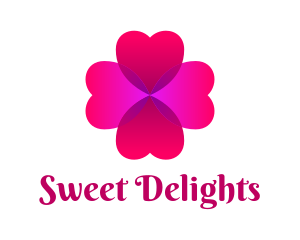 Pink Love Clover logo design