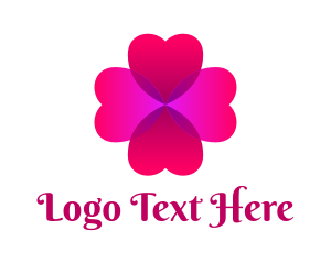 Romance - Pink Love Clover logo design