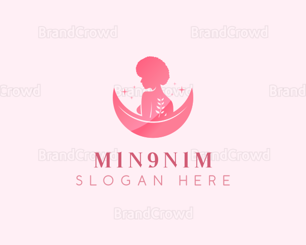 Woman Moon Afro Salon Logo