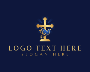 Holy - Spiritual Dove Cross logo design