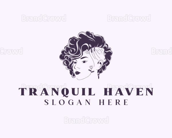 Curly Hairstyle Beauty Salon Logo