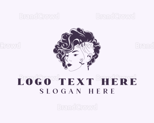 Curly Hairstyle Beauty Salon Logo