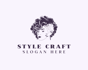 Curly Hairstyle Beauty Salon logo design