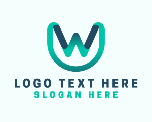 Geometric - Ribbon Digital Agency Letter W logo design