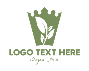 Monarchy - Green Crown Leaf logo design