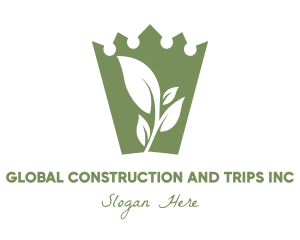 Vegetarian - Green Crown Leaf logo design