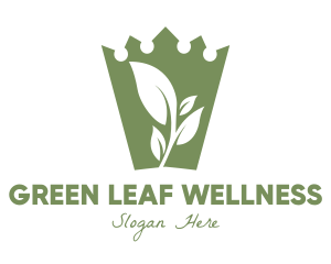 Green Crown Leaf logo design