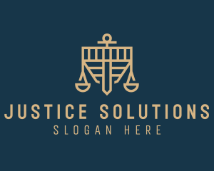 Judicial - Shield Sword Scale logo design