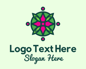Green - Pink Star Flower logo design