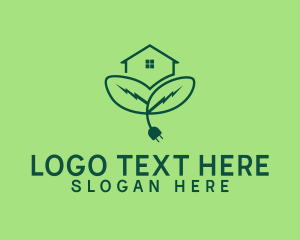 Electrician - House Leaf Plug logo design