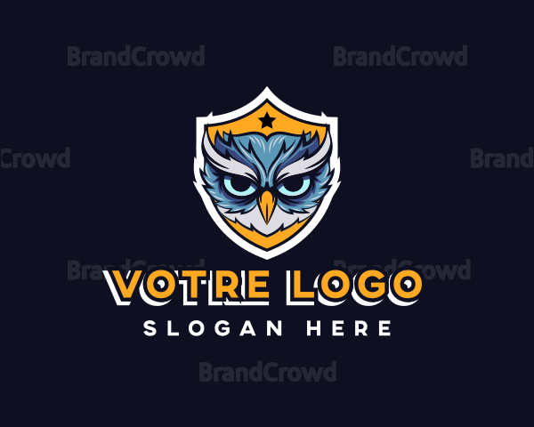 Owl Bird Shield Gaming Logo