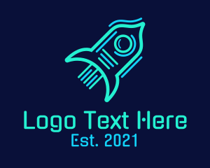 Space Travel - Neon Rocket Ship logo design