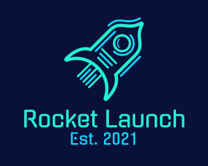 Neon Rocket Ship logo design