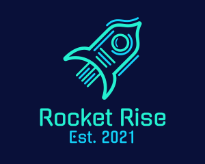 Neon Rocket Ship logo design