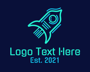 Rocket - Neon Rocket Ship logo design