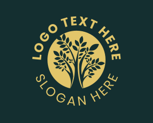 Stem - Round Golden Tree logo design