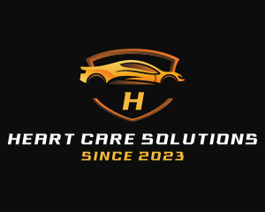 Sports Car Vehicle Shield logo design