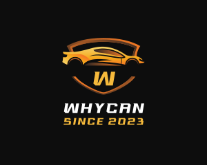 Car Care - Sports Car Vehicle Shield logo design