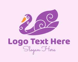 Duck - Ornamental Swirly Swan logo design