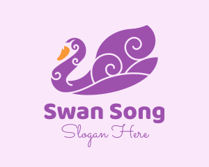 Swan - Ornamental Swirly Swan logo design