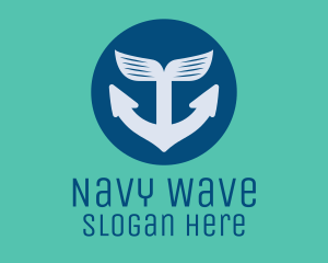 Navy - Anchor Whale Fin logo design