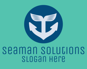 Seaman - Anchor Whale Fin logo design