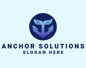 Anchor Whale Fin logo design