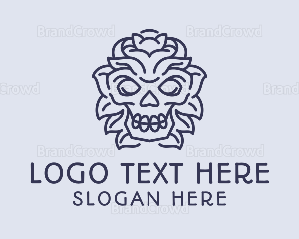 Decorative Tribal Skull Art Logo