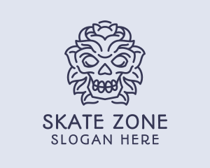 Skate - Decorative Tribal Skull Art logo design