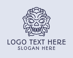 Skate Shop - Decorative Tribal Skull Art logo design