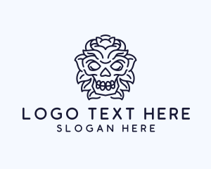 Decorative Tribal Skull Art logo design