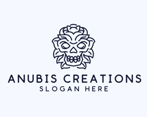 Decorative Tribal Skull Art logo design