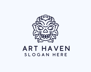 Decorative Tribal Skull Art logo design