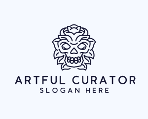 Decorative Tribal Skull Art logo design