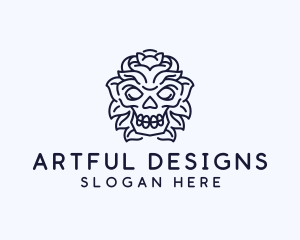 Decorative Tribal Skull Art logo design