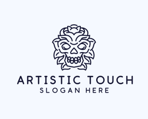 Decorative Tribal Skull Art logo design