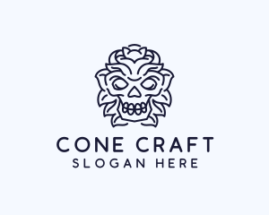 Decorative Tribal Skull Art logo design