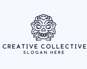 Decorative Tribal Skull Art logo design