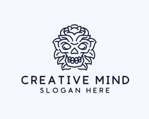 Decorative Tribal Skull Art logo design