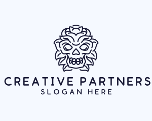 Decorative Tribal Skull Art logo design